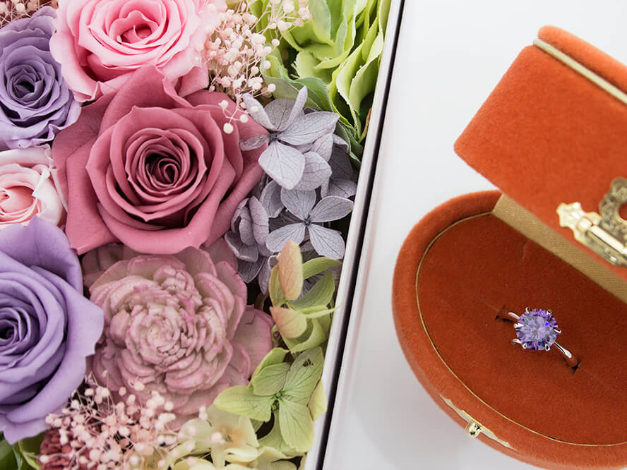 ブーケBOXとリング ブーケと指輪